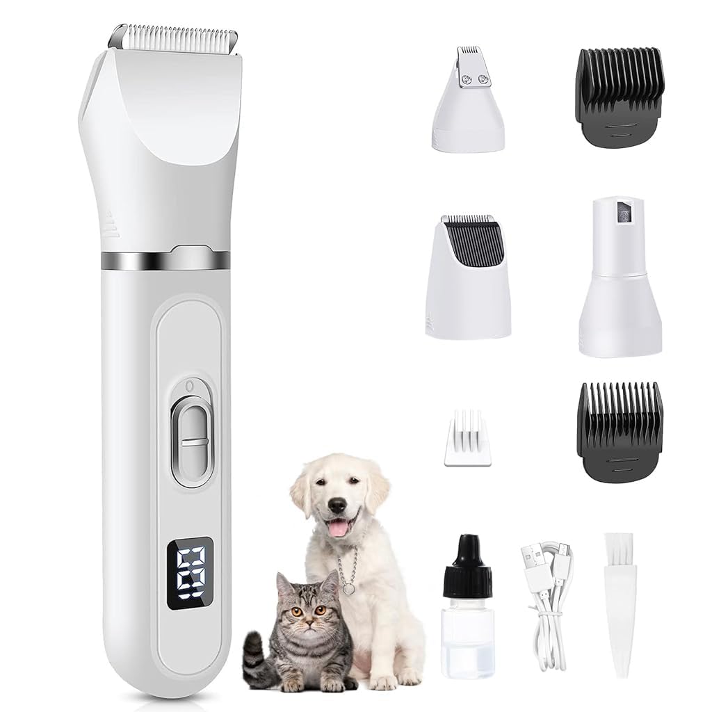 Qpets Dog Grooming Kit 4 in1 Electric Dog Hair Trimmer Dog Clipper USB Hair Trimmer with Hair 2 Limiting Comb Dog Hair Trimmer Kit for Thick Long Hair, Pet Grooming Hair Clipper for Dogs Cats Qpets Dog Grooming Kit 4 in1 Electric Dog Hair Trimmer Dog Clipper USB Hair Trimmer with Hair 2 Limiting Comb Dog Hair Trimmer Kit for Thick Long Hair, Pet Grooming Hair Clipper for Dogs Cats